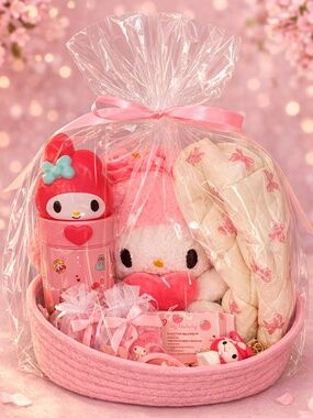Sanrio My Melody – Cute Pink Gift Basket – Perfect Birthday Gift or For Her